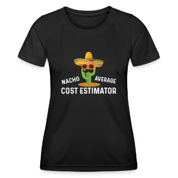 Estimateur de coût moyen pas si moyen - T-shirt sport Femme - noir - Devant - AI Model Female 172 light (172cm)
