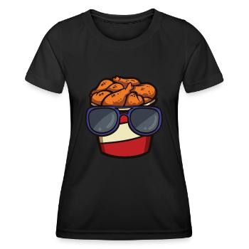 Seau de poulet frit avec - T-shirt sport Femme - noir - Devant - AI Model Female 172 light (172cm)