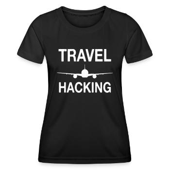 Travel Hacking - Women's Functional T-Shirt - black - Front - AI Model Female 172 light (172cm)