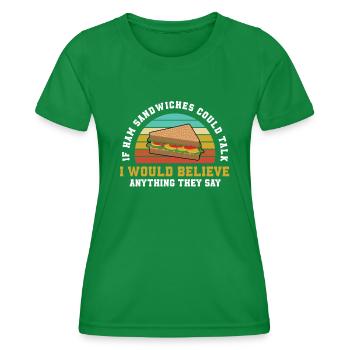 Jarrage sandwich au jambon - T-shirt sport Femme - vert - Devant - AI Model Female 172 dark (172cm)