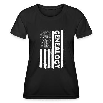 USA Flag Family Tree Research America - T-shirt sport Femme - noir - Devant - AI Model Female 172 light (172cm)