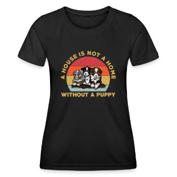Amoureux des chiots - T-shirt sport Femme - noir - Devant - AI Model Female 172 light (172cm)