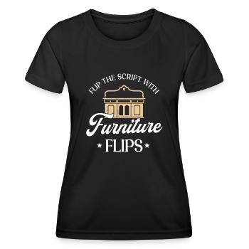 Conception de retournement de meubles - T-shirt sport Femme - noir - Devant - AI Model Female 172 light (172cm)