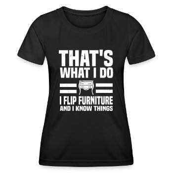 Drôle de dicton de retournement de meubles - T-shirt sport Femme - noir - Devant - AI Model Female 172 light (172cm)