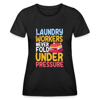 Funny laundry staff shirt - Women's Functional T-Shirt - black - Front - AI Model Female 172 light (172cm)