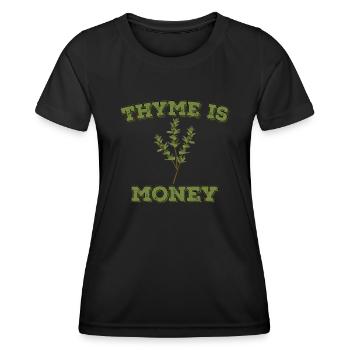 Le thym, c’est de l’argent - T-shirt sport Femme - noir - Devant - AI Model Female 172 light (172cm)