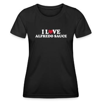 J’adore la sauce Alfredo - T-shirt sport Femme - noir - Devant - AI Model Female 172 light (172cm)