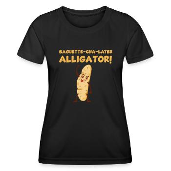 Lustiges Baguette Wortspiel - Frauen Funktions-T-Shirt - Schwarz - Vorne - AI Model Female 172 light (172cm)