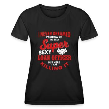 Drôle d’agent de crédit disant - T-shirt sport Femme - noir - Devant - AI Model Female 172 light (172cm)