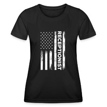 American Receptionist Outfit USA - T-shirt sport Femme - noir - Devant - AI Model Female 172 light (172cm)