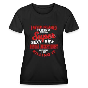 Drôle d’assistante dentaire disant - T-shirt sport Femme - noir - Devant - AI Model Female 172 light (172cm)