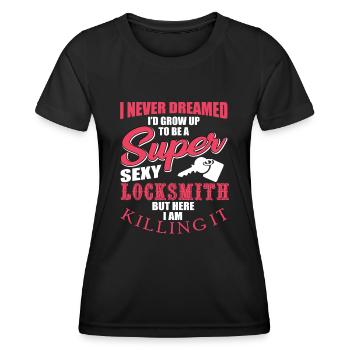 Lustiges Schlüsseldienst Geschenkidee - Frauen Funktions-T-Shirt - Schwarz - Vorne - AI Model Female 172 light (172cm)