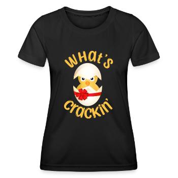 What is Crackin' Hatching Chick Easter - Women's Functional T-Shirt - black - Front - AI Model Female 172 light (172cm)