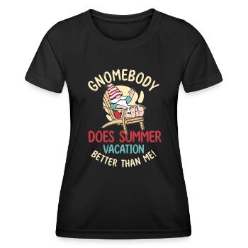 Lustige Gnome Sommerferien - Frauen Funktions-T-Shirt - Schwarz - Vorne - AI Model Female 172 light (172cm)