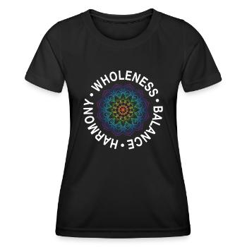 Tolles Yoga-mantra-design - Frauen Funktions-T-Shirt - Schwarz - Vorne - AI Model Female 172 light (172cm)