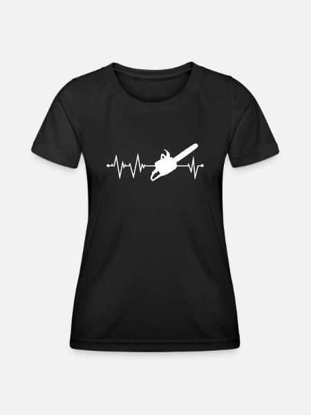 Kettensäge Herzschlag - Frauen Funktions-T-Shirt - Schwarz