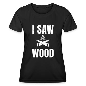 J’ai vu du bois - scie à scie - T-shirt sport Femme - noir - Devant - AI Model Female 172 light (172cm)