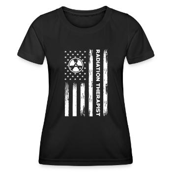 USA Flag Radiation Therapist America - T-shirt sport Femme - noir - Devant - AI Model Female 172 light (172cm)