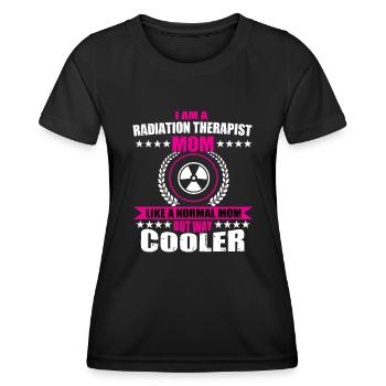 Drôle de maman radiothérapeute - T-shirt sport Femme - noir - Devant - AI Model Female 172 light (172cm)