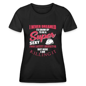 Food Safety Inspector - Women's Functional T-Shirt - black - Front - AI Model Female 172 light (172cm)
