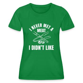 Drôle de costume d’amateur de viande - T-shirt sport Femme - vert - Devant - AI Model Female 172 dark (172cm)