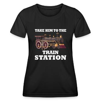 Amoureux de la gare - T-shirt sport Femme - noir - Devant - AI Model Female 172 light (172cm)
