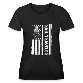 USA Rail Travelling Outfit Trains America - Women's Functional T-Shirt - black - Front - AI Model Female 172 light (172cm)