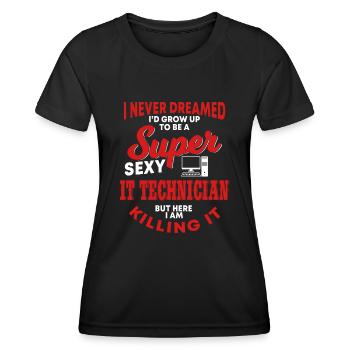 IT Support - Women's Functional T-Shirt - black - Front - AI Model Female 172 light (172cm)