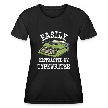 Facilement distrait par les machines à écrire - T-shirt sport Femme - noir - Devant - AI Model Female 172 light (172cm)