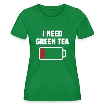 Lustiger Grüntee-liebhaber Zitat Teetrinker - Frauen Funktions-T-Shirt - Kelly Green - Vorne - AI Model Female 172 dark (172cm)