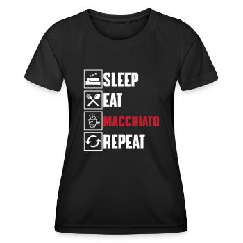 Lustiges Macchiato Liebhaber - Frauen Funktions-T-Shirt - Schwarz - Vorne - AI Model Female 172 light (172cm)