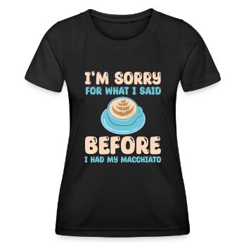 Italienisches Kaffee Macchiato Design - Frauen Funktions-T-Shirt - Schwarz - Vorne - AI Model Female 172 light (172cm)