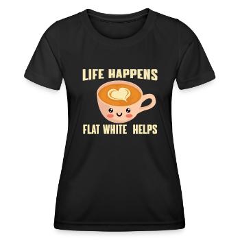 Flat White - Women's Functional T-Shirt - black - Front - AI Model Female 172 light (172cm)