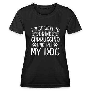 Cappuccino Und Hundebesitzer Hundedesign - Frauen Funktions-T-Shirt - Schwarz - Vorne - AI Model Female 172 light (172cm)