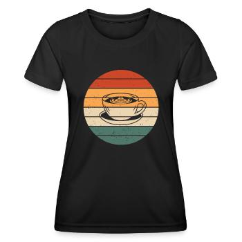 Tasse Cappuccino Rétro - T-shirt sport Femme - noir - Devant - AI Model Female 172 light (172cm)