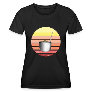 Thé Retro Bombilla et Gourd Yerba Mate - T-shirt sport Femme - noir - Devant - AI Model Female 172 light (172cm)