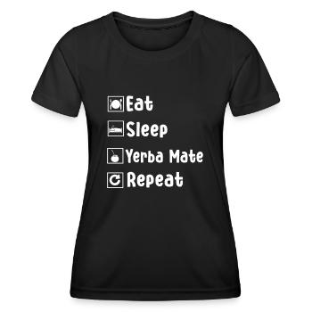 Lustige Yerba Mate Outfit Mate Tee - Frauen Funktions-T-Shirt - Schwarz - Vorne - AI Model Female 172 light (172cm)