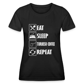 Café turc - T-shirt sport Femme - noir - Devant - AI Model Female 172 light (172cm)