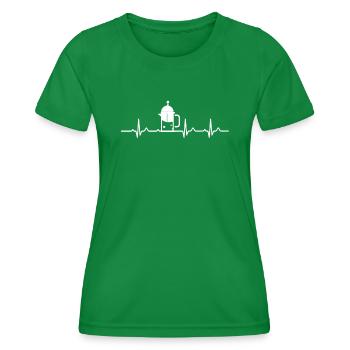 French coffee press heartbeat - Women's Functional T-Shirt - kelly green - Front - AI Model Female 172 dark (172cm)