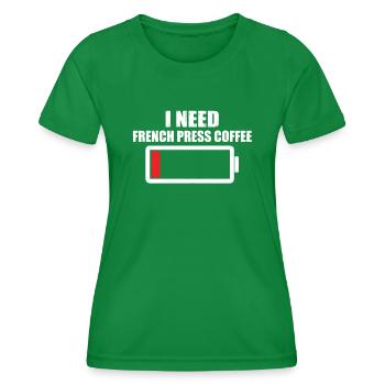 Funny French Coffee Press Gift - Women's Functional T-Shirt - kelly green - Front - AI Model Female 172 dark (172cm)