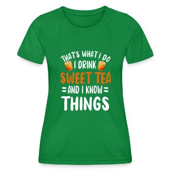 Süßes Tee-outfit Erfrischender Teetrinker - Frauen Funktions-T-Shirt - Kelly Green - Vorne - AI Model Female 172 dark (172cm)