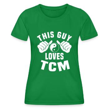 This guy loves tcm - Women's Functional T-Shirt - kelly green - Front - AI Model Female 172 dark (172cm)