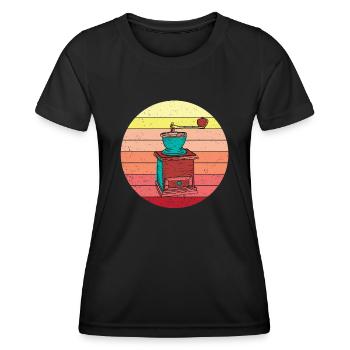 Conception de moulin à café manuel rétro - T-shirt sport Femme - noir - Devant - AI Model Female 172 light (172cm)