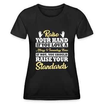 Lustiger Allergie- Und Immunologie-Spruch - Frauen Funktions-T-Shirt - Schwarz - Vorne - AI Model Female 172 light (172cm)