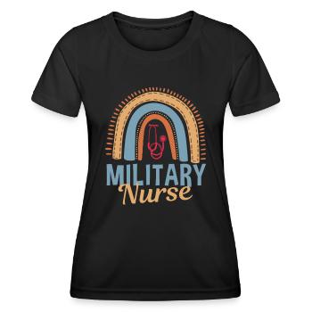 Niedlicher Militärkrankenschwester Regenbogen - Frauen Funktions-T-Shirt - Schwarz - Vorne - AI Model Female 172 light (172cm)