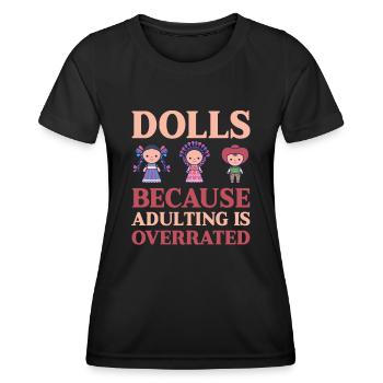 Funny Cute Doll Collectible Antique Dolls - Women's Functional T-Shirt - black - Front - AI Model Female 172 light (172cm)