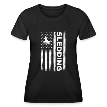 Usa Flag Sleigh Clothing Sleigh Riders - Women's Functional T-Shirt - black - Front - AI Model Female 172 light (172cm)