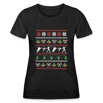 Conception de danse sur glace de Noël laid - T-shirt sport Femme - noir - Devant - AI Model Female 172 light (172cm)