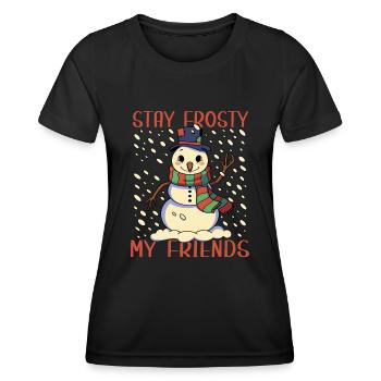 Lustiges Schneemann T-Shirt - Frauen Funktions-T-Shirt - Schwarz - Vorne - AI Model Female 172 light (172cm)