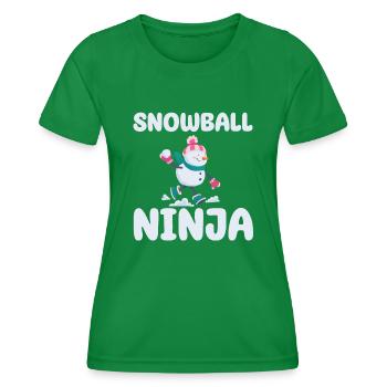 Retro Schneemann Silhouette Feiertagsdekoration - Frauen Funktions-T-Shirt - Kelly Green - Vorne - AI Model Female 172 dark (172cm)